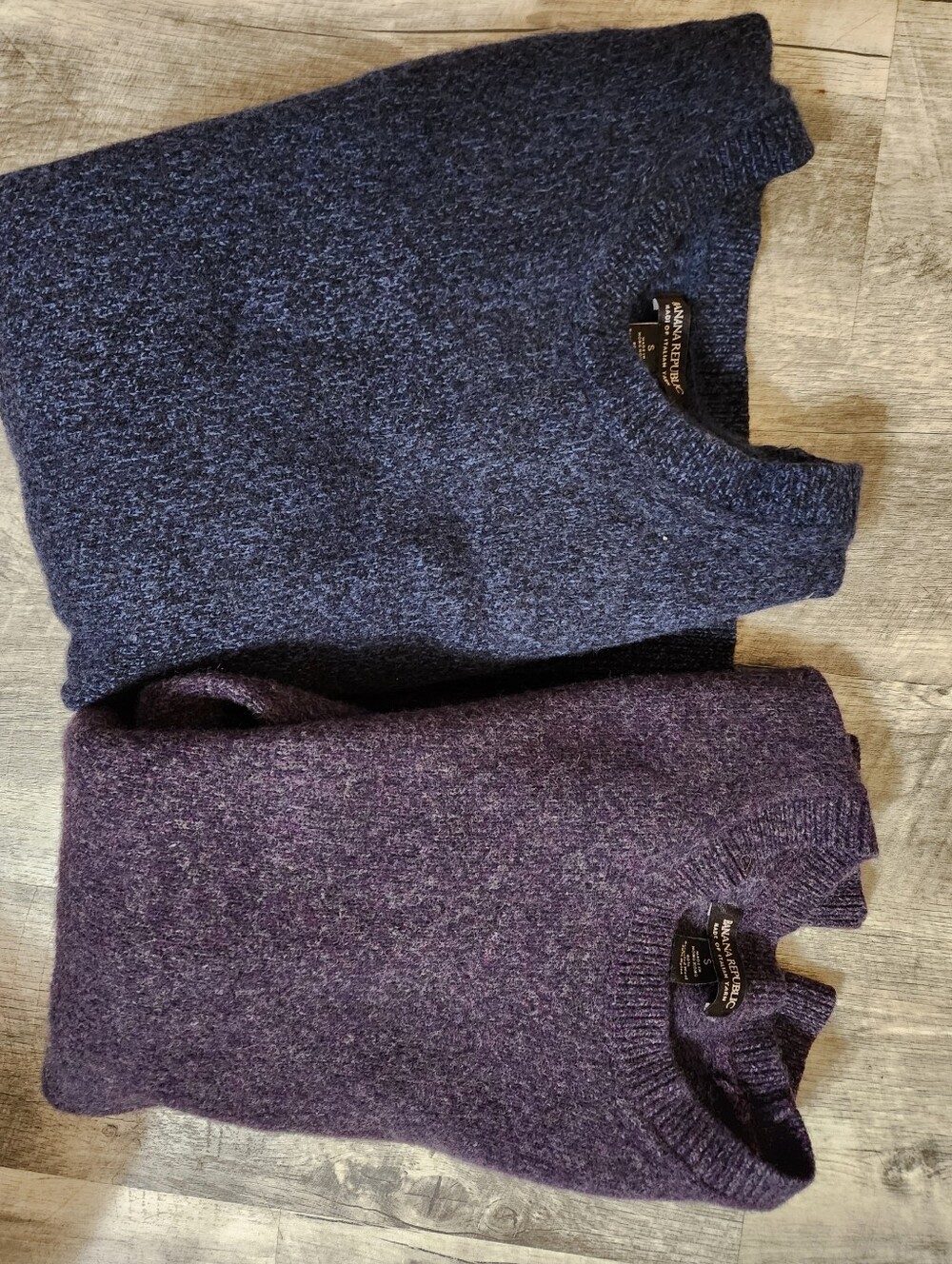 Bundle Of 2 Men's Crewneck Italian Wool Sweaters Old Money Blue Purple